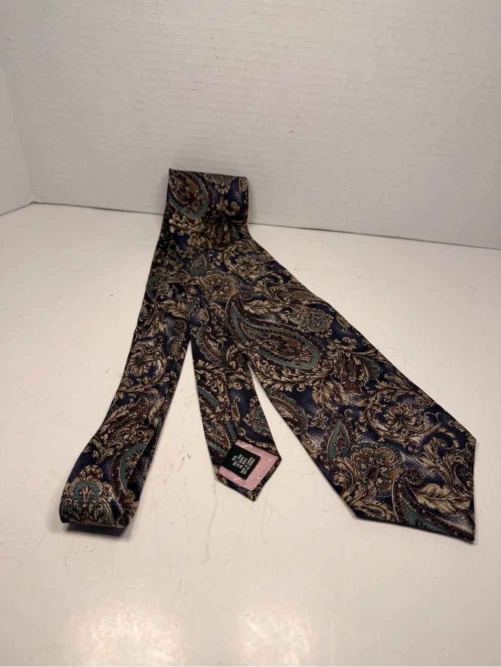 Christian Dior Monsieur Blue Gold Paisley Silk Necktie